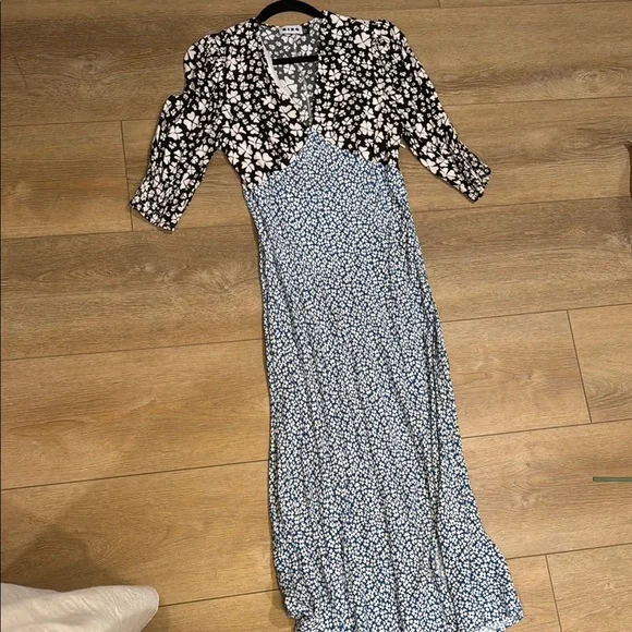 RIXO | Dresses | Rixo Floral Black And Blue Maxi Dress | Poshmark